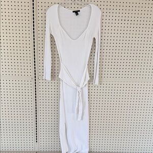 Forever 21 White Ribbed Long Sleeve Dress